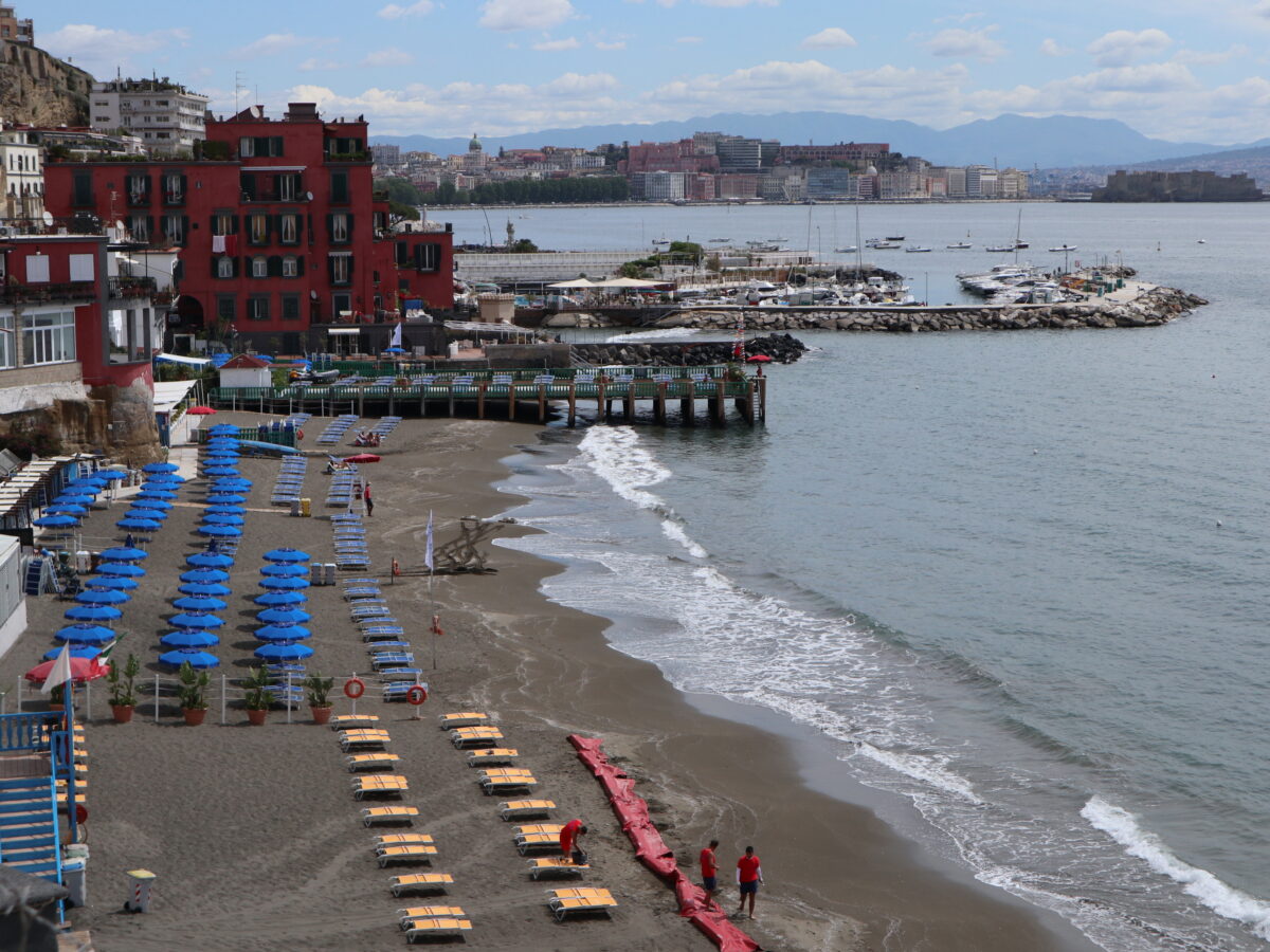 Napoli panorama of bagno Elena beach club.