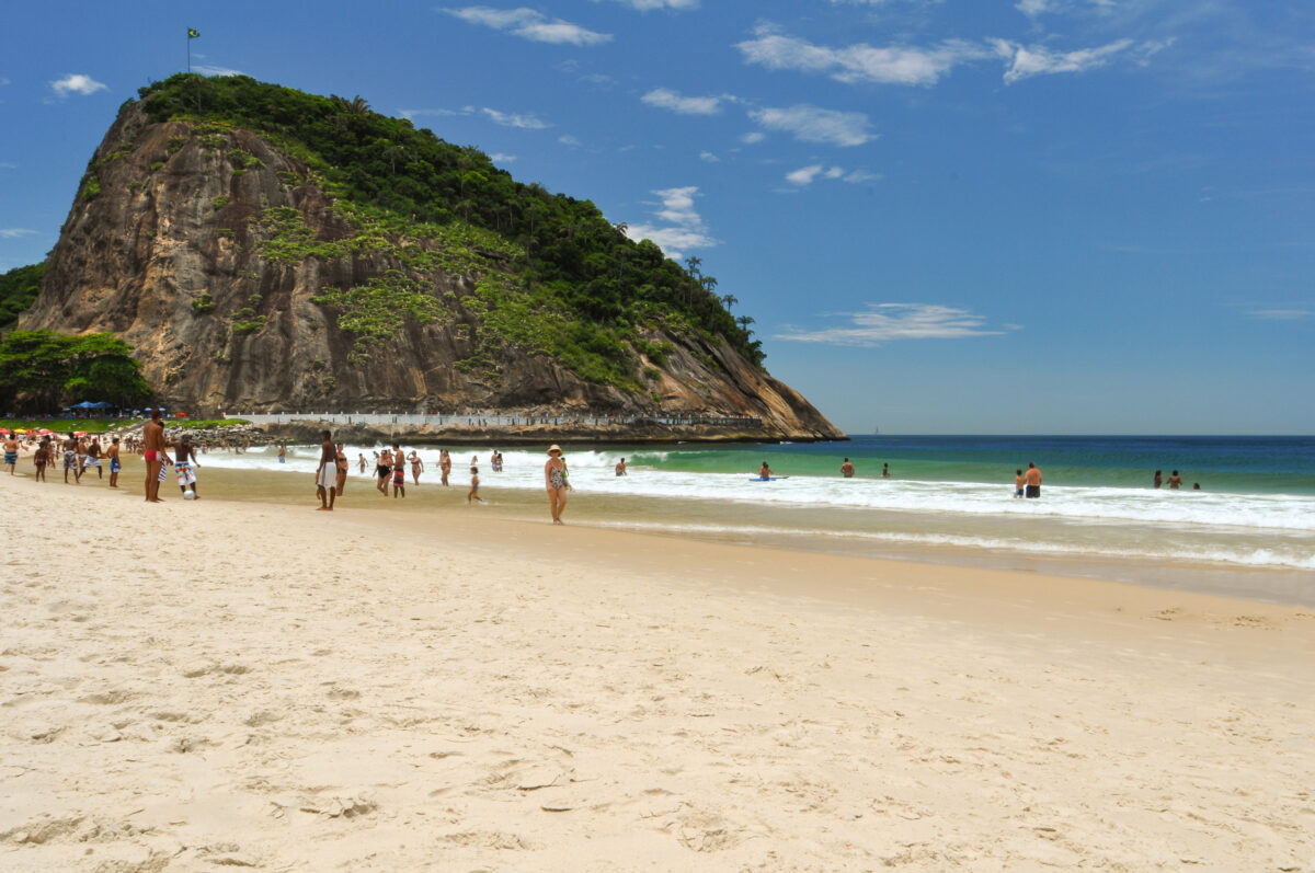 Leme Beach and Mountain in Rio de Janeiro, Brazil.