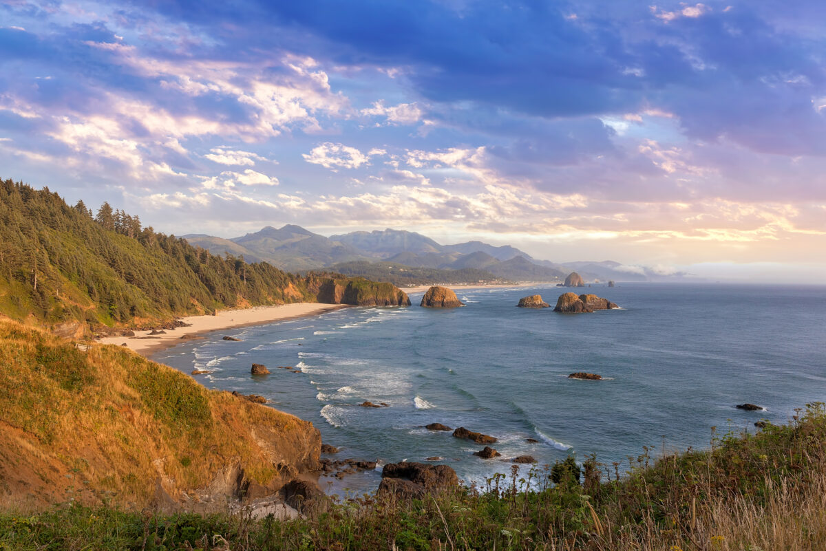Crescent Beach at Oregon Coast. Crescent Beach from Ecola State Park at the Oregon Coast