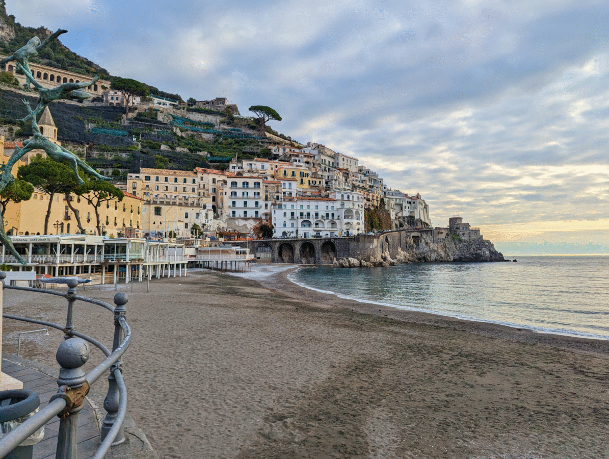 Spiaggia Grande, Amalfi with cloudy skies
