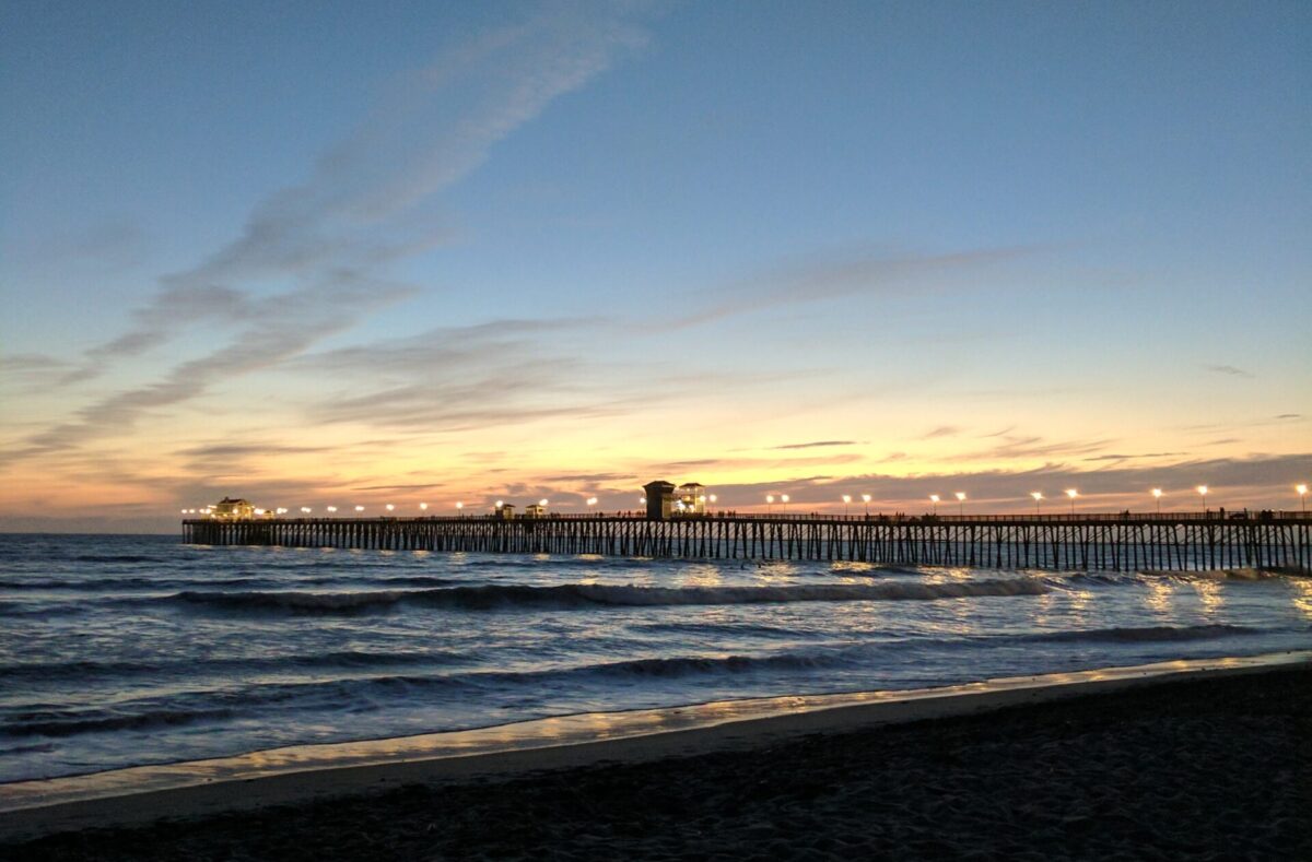 Oceanside California pier at night.
