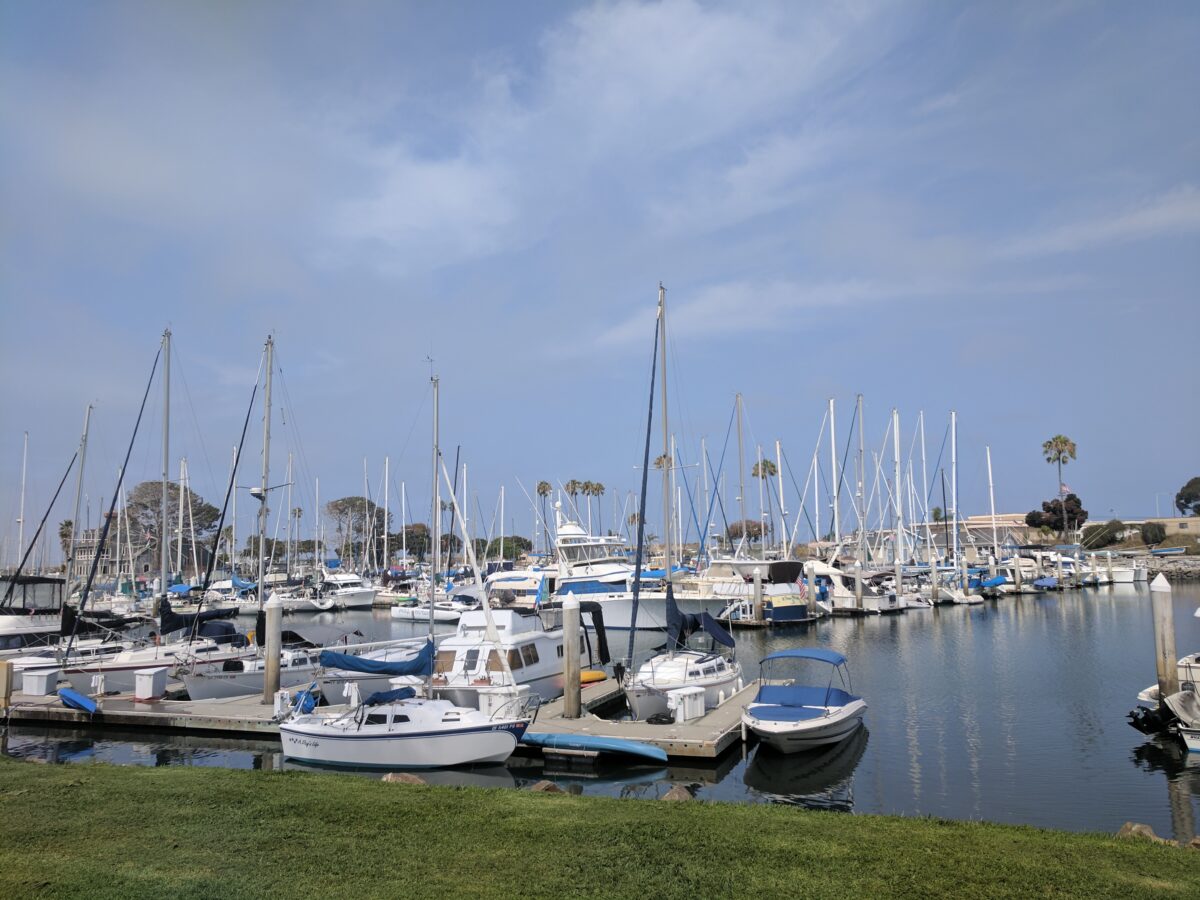 Boats on the Oceanside Harbor.