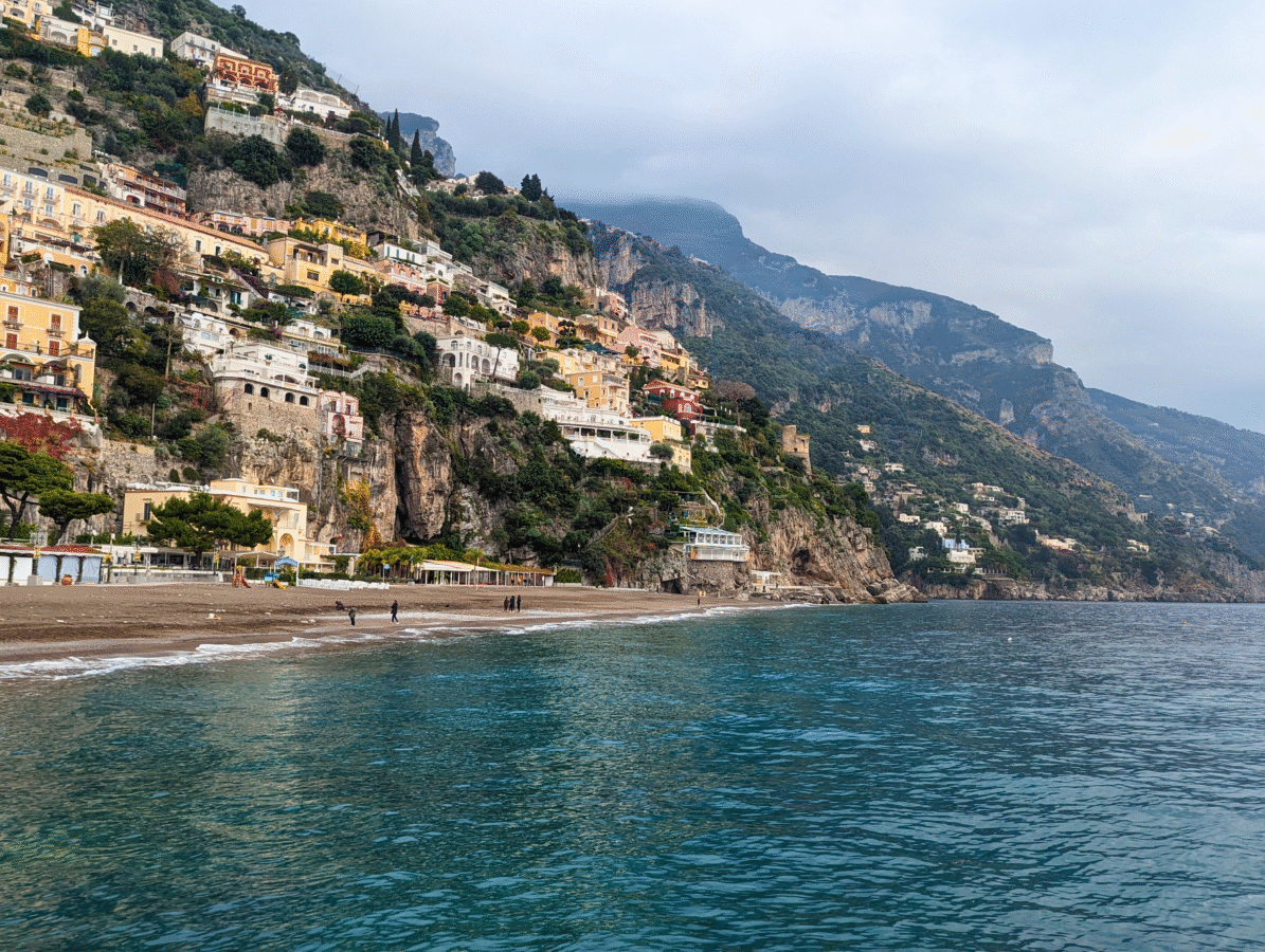 Positano Beach seen from the water
