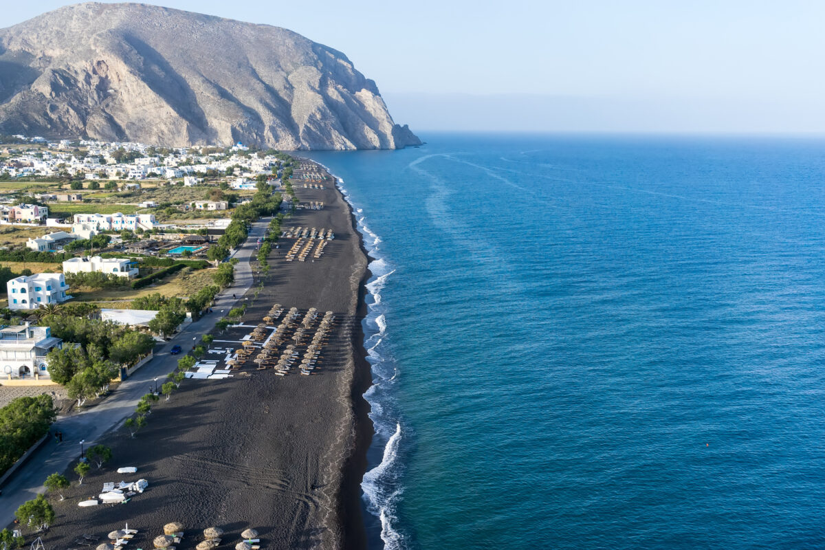 Perissa beach in Santorini