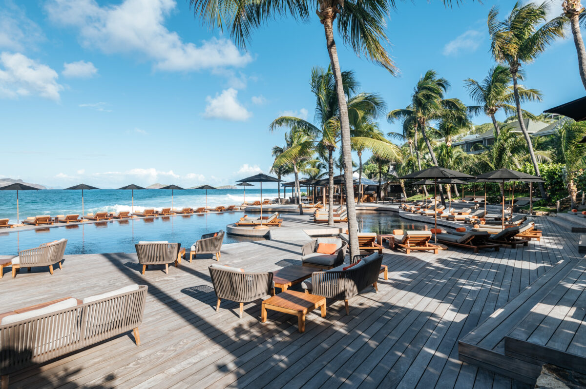 The view of the pool and deck at Hotel Christopher.