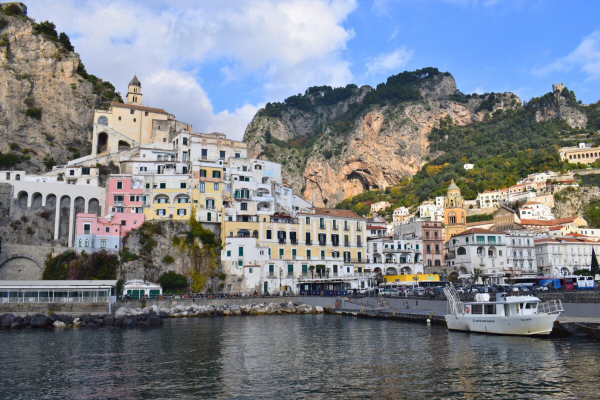 Amalfi coast with colourful buildings. 