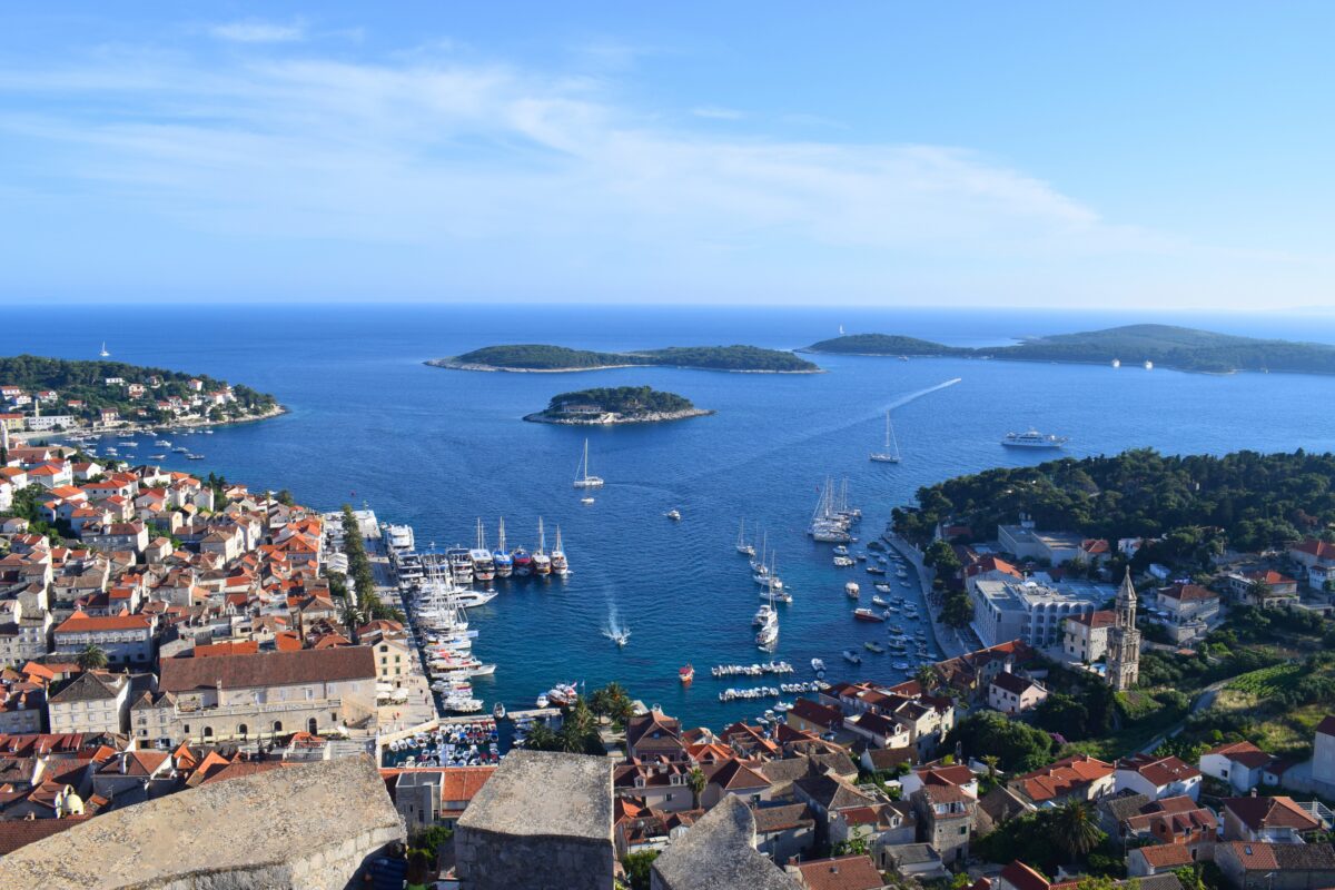 Aerial view of Hvar in Croatia.