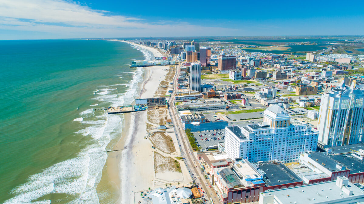 Aerial view of atlantic city boardwalk and steel pier