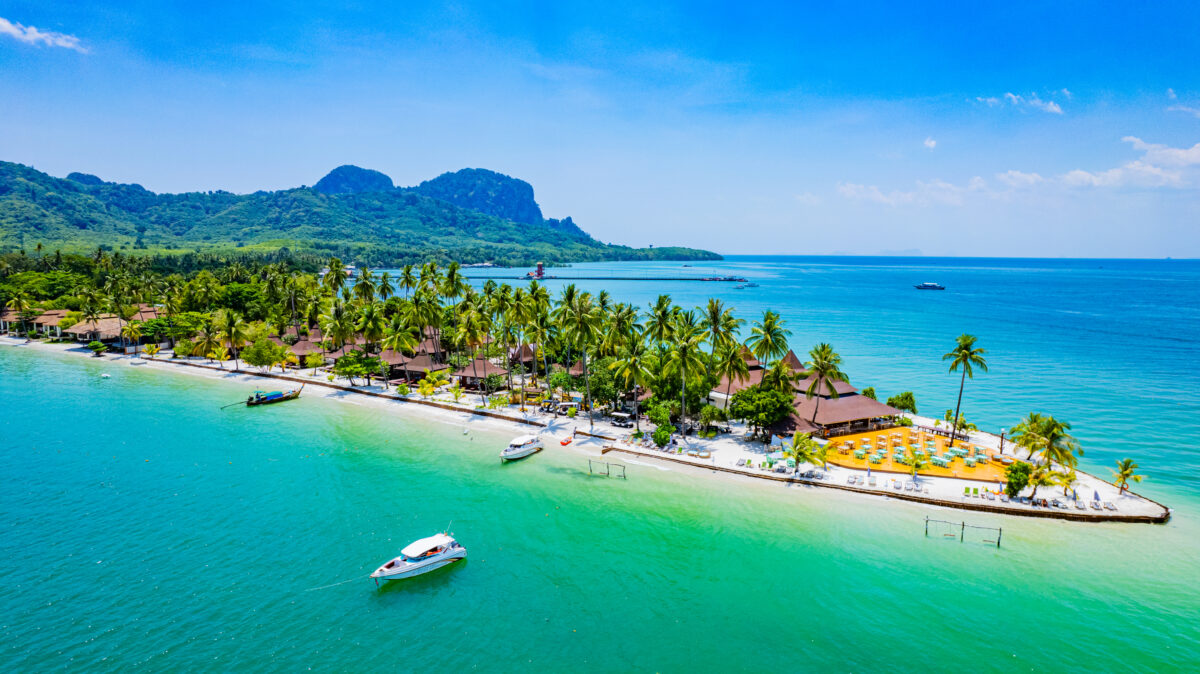 View of koh Mook or koh Muk island, in Trang, Southern Thailand Asia.
