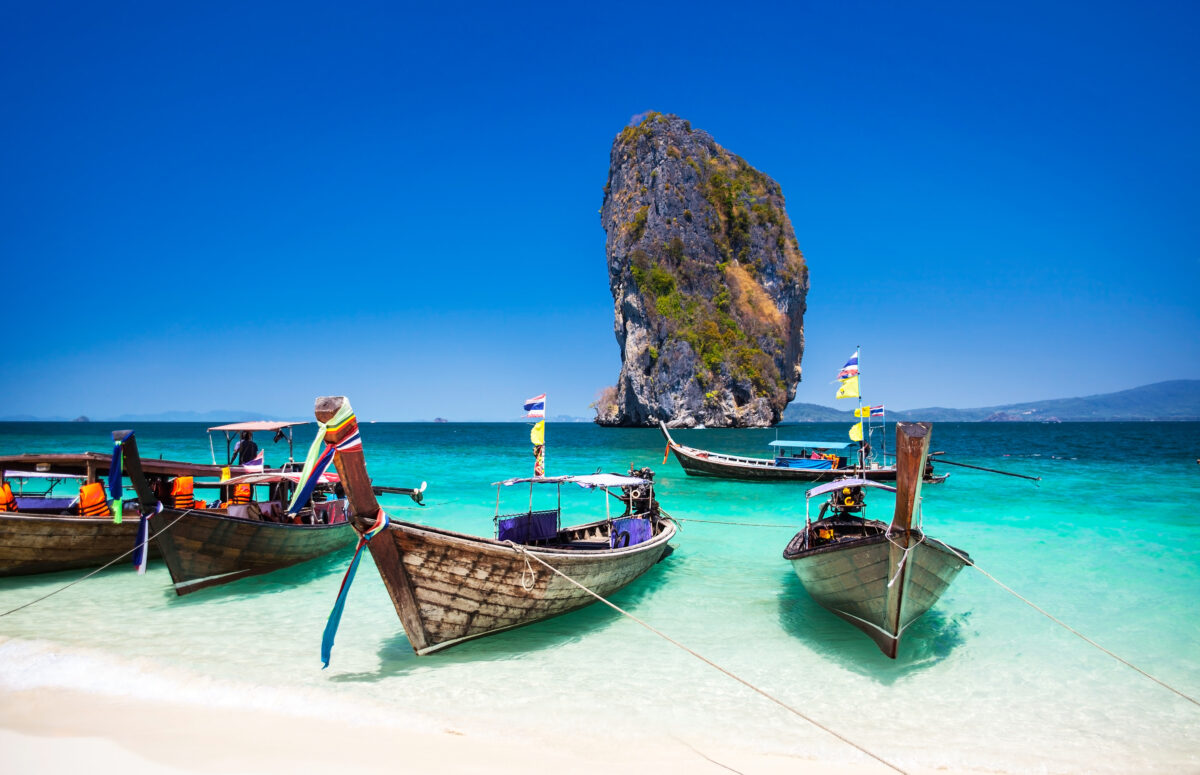 Boat on the beach at Phuket Island, Thailand.