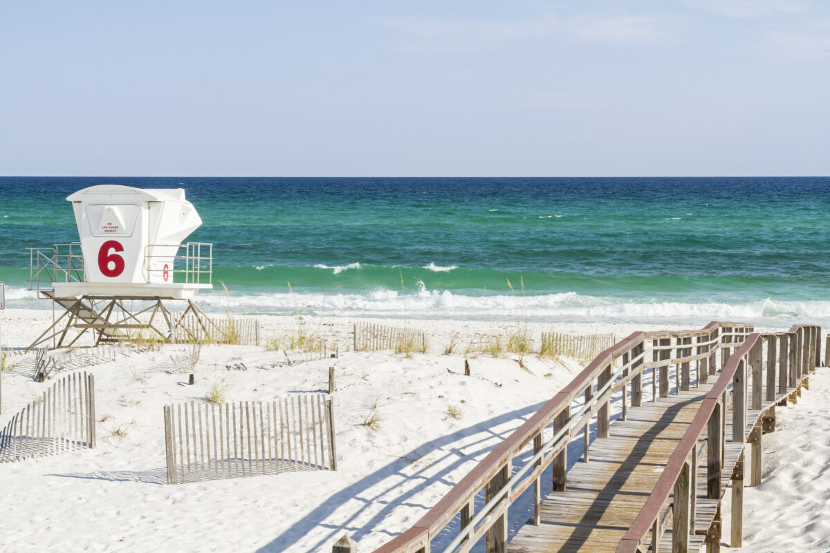 Pensacola Beach White Sands and blue-green waters