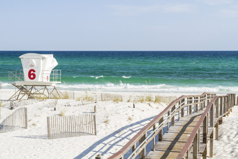 Pensacola Beach White Sands and blue-green waters