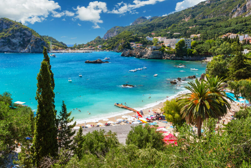 Beautiful Paleokastritsa beach on Corfu, Kerkyra, Greece.