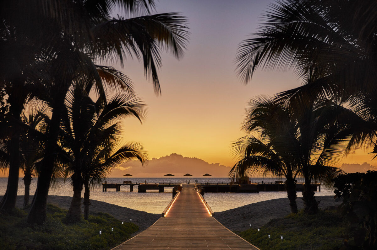 Sunset from the pier in Nevis