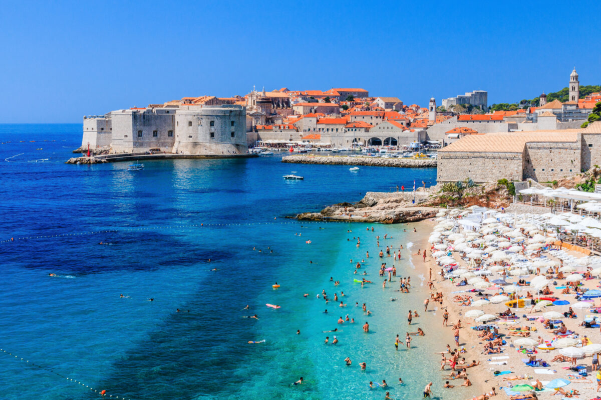 Panoramic view of the Old Town and Banje beach