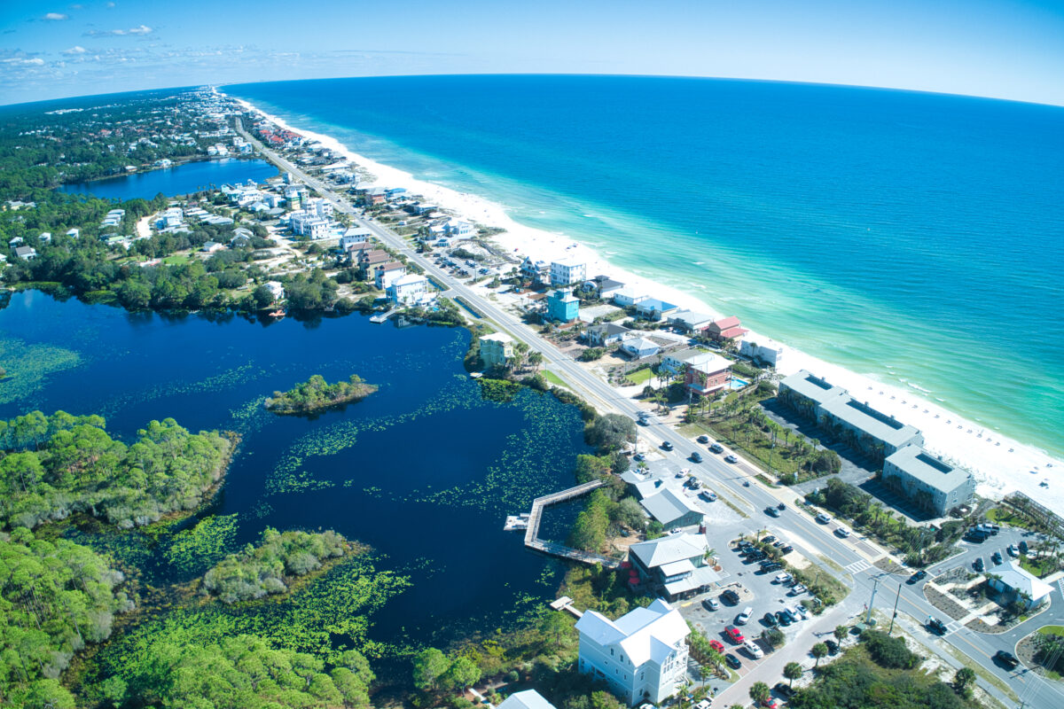 Panoramic View of World-Famous 30A One of Florida`s Most Beautiful Beaches.