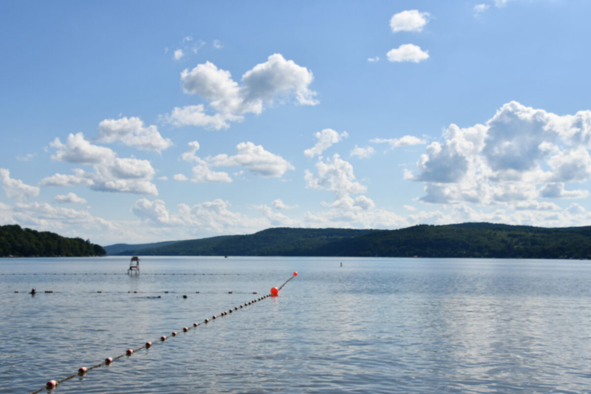 View of Otsego Lake from Glimmerglass State Park in Cooperstown, New York USA.