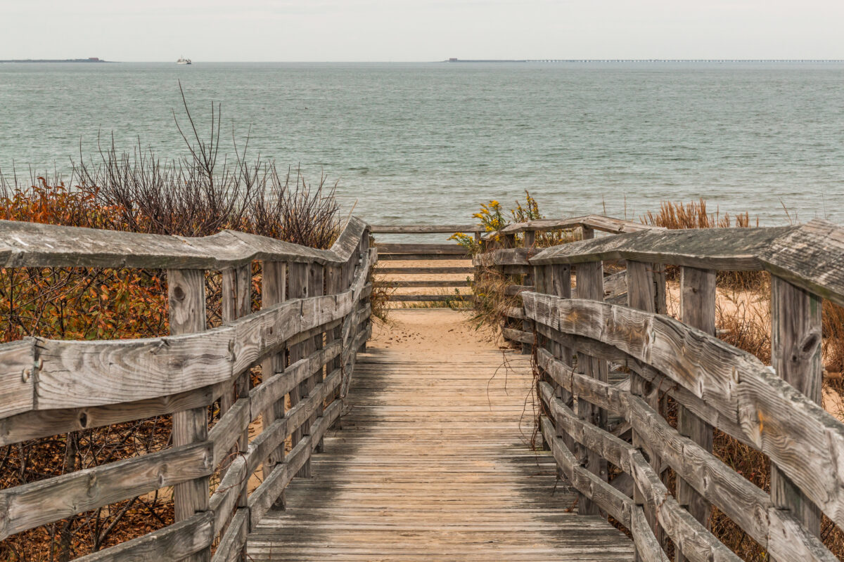 Pathway to Beach with Ocean at First Landing State Park.