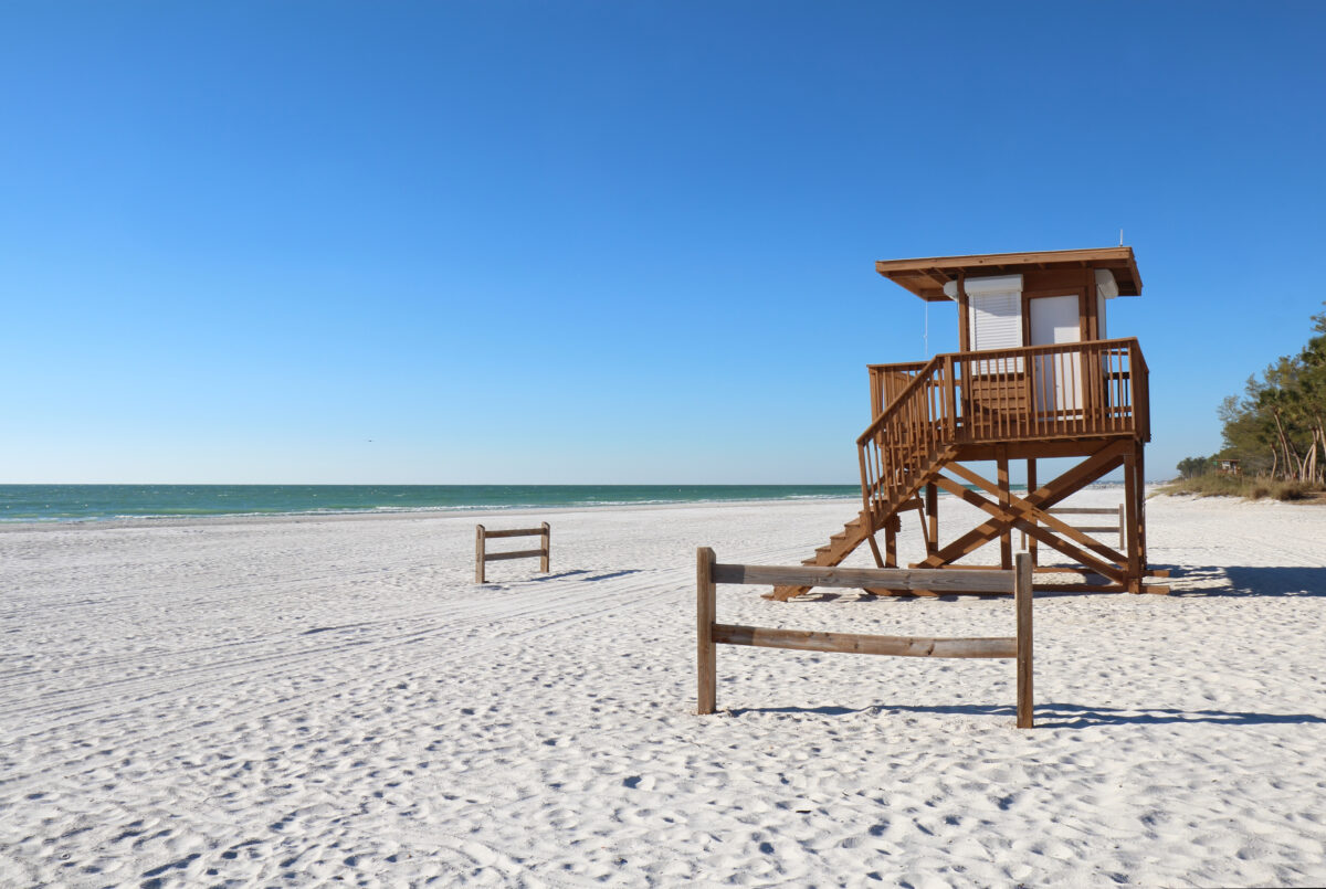 Coquina beach on Anna Maria Island, Florida.