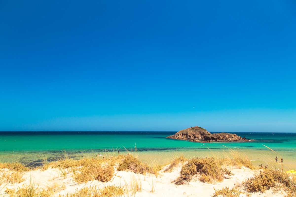 The beach of Chia su Giudeu, Sardinia.