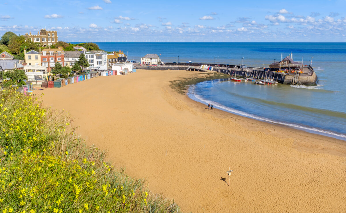 Golden sand of Viking Bay Broadstairs, Thanet, Kent, UK.