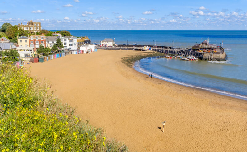 Golden sand of Viking Bay Broadstairs, Thanet, Kent, UK.