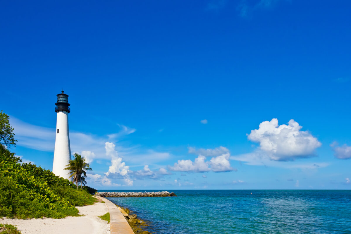 Cape Florida Lighthouse, Key Biscayne, Miami, Florida, USA.