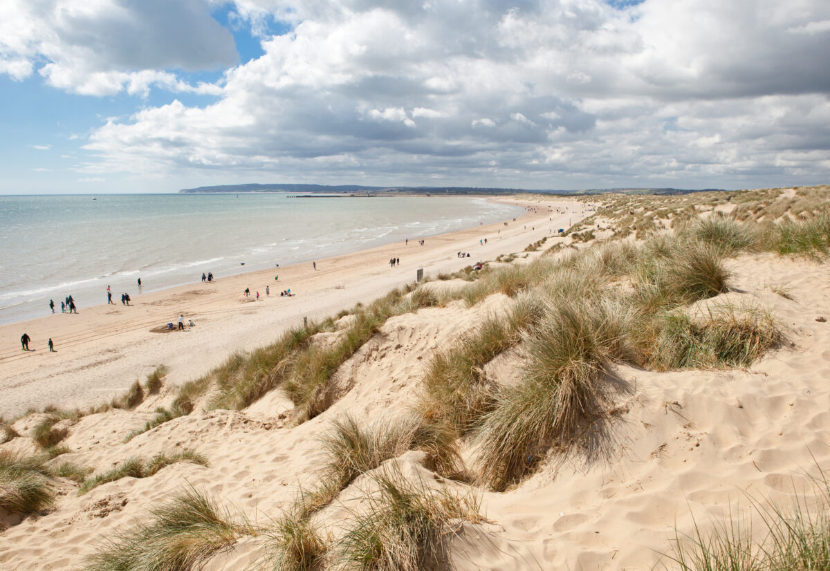 Camber, dunes and the beach near Rye in East Sussex, South coast, England.