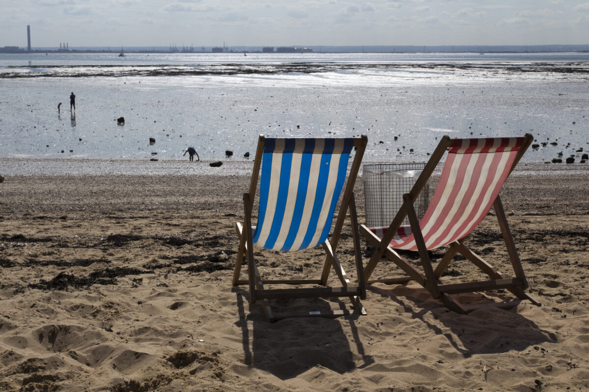 Deckchairs at Southend-on-Sea, Essex, England, on a summers day.