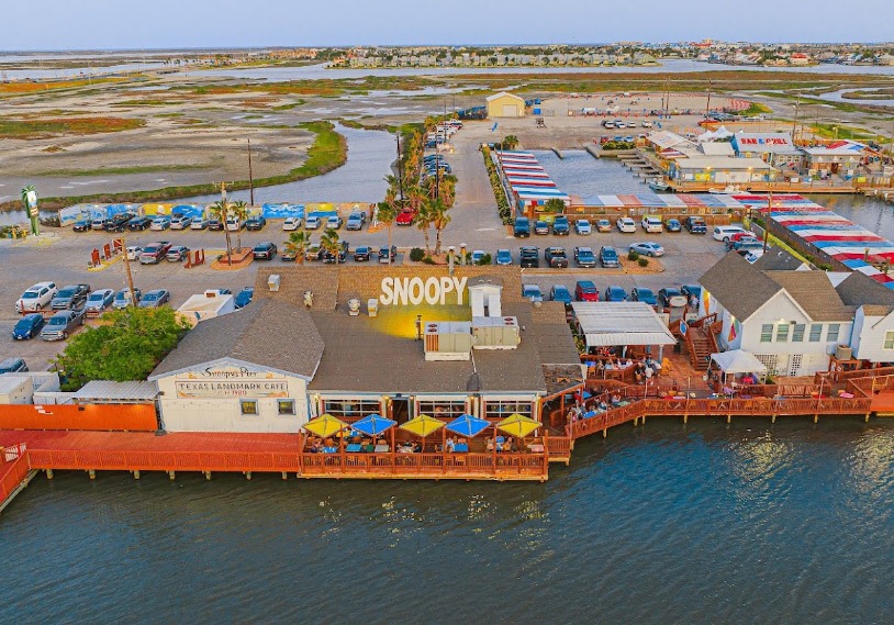 aerial of Snoopy’s Pier