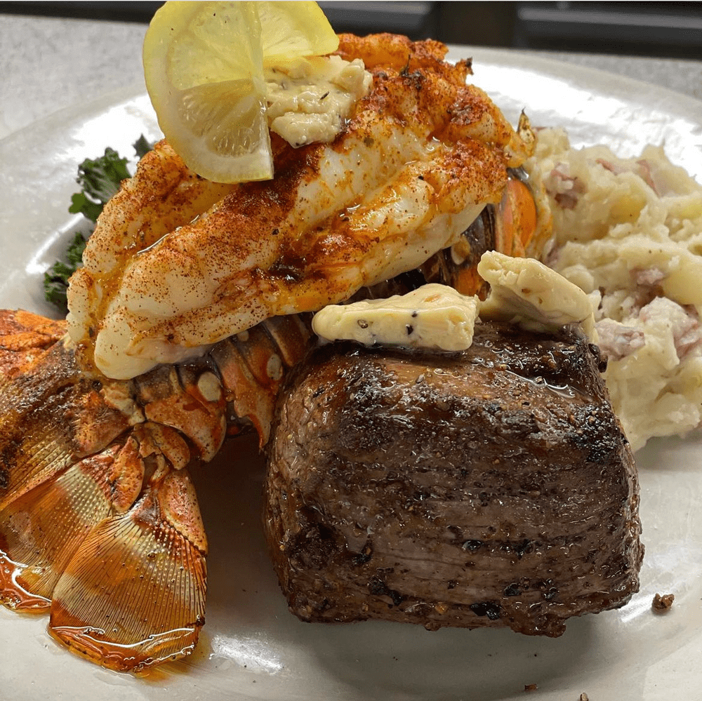 lobster and steak at Castaway’s Seafood and Grill
