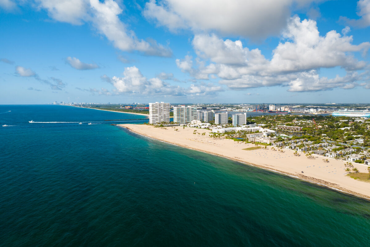 Aerial view of Fort Lauderale Las Olas Beach.