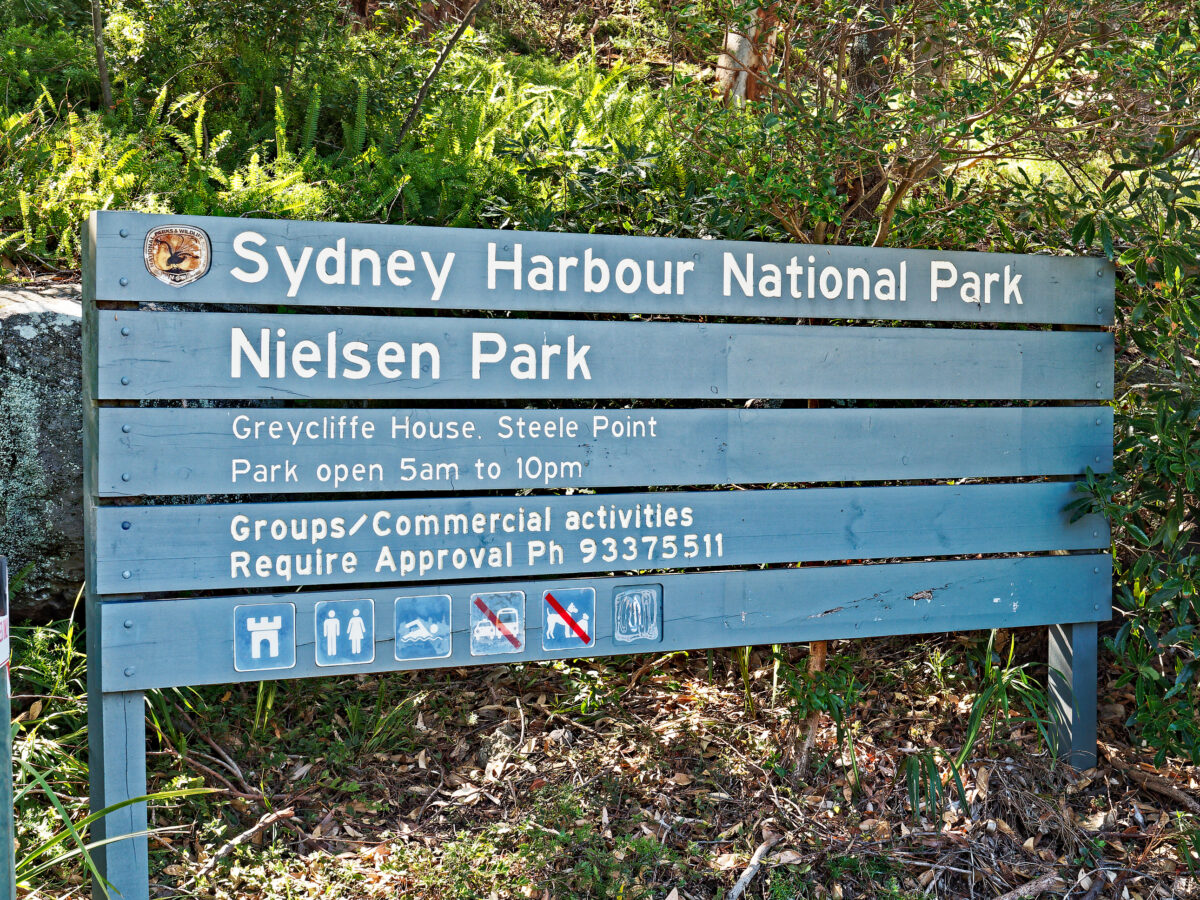 Sydney Harbour National Park, Wooden Street Sign, Australia.