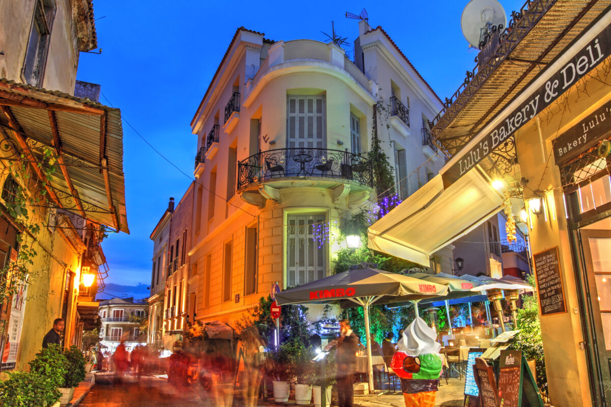 Street in Plaka, Athens, Greece.