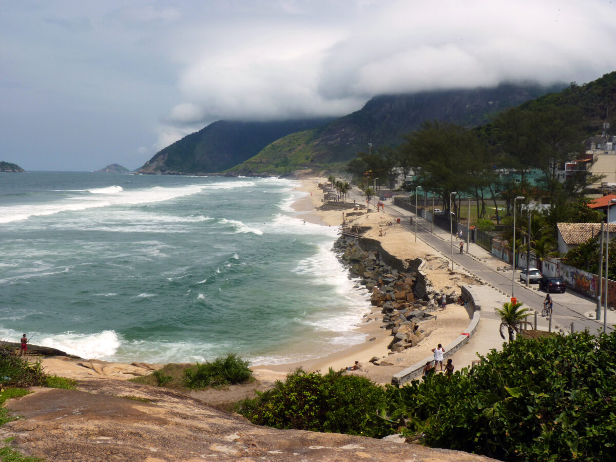 Praia da Macumba beach in Recreio dos Bandeirantes, Rio de Janeiro.