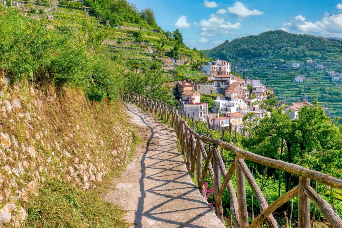 A beautiful hiking trail on the Italian Amalfi Coast, near Ravello.