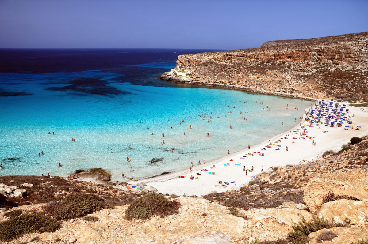 A shoot of rabbit beach in Lampedusa sicily