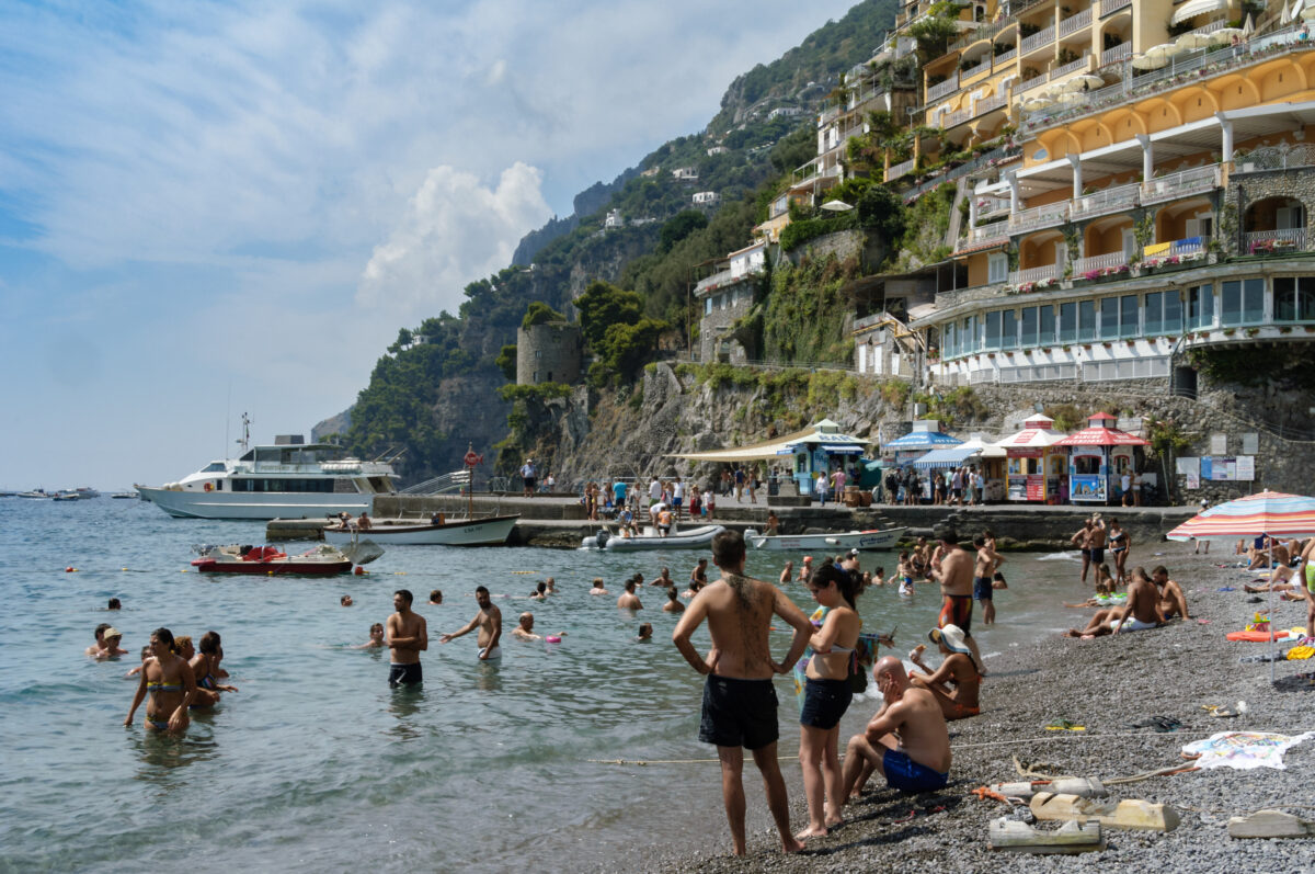 Music on the Rocks. Spiaggia Grande is the heart of sea edge Positano.