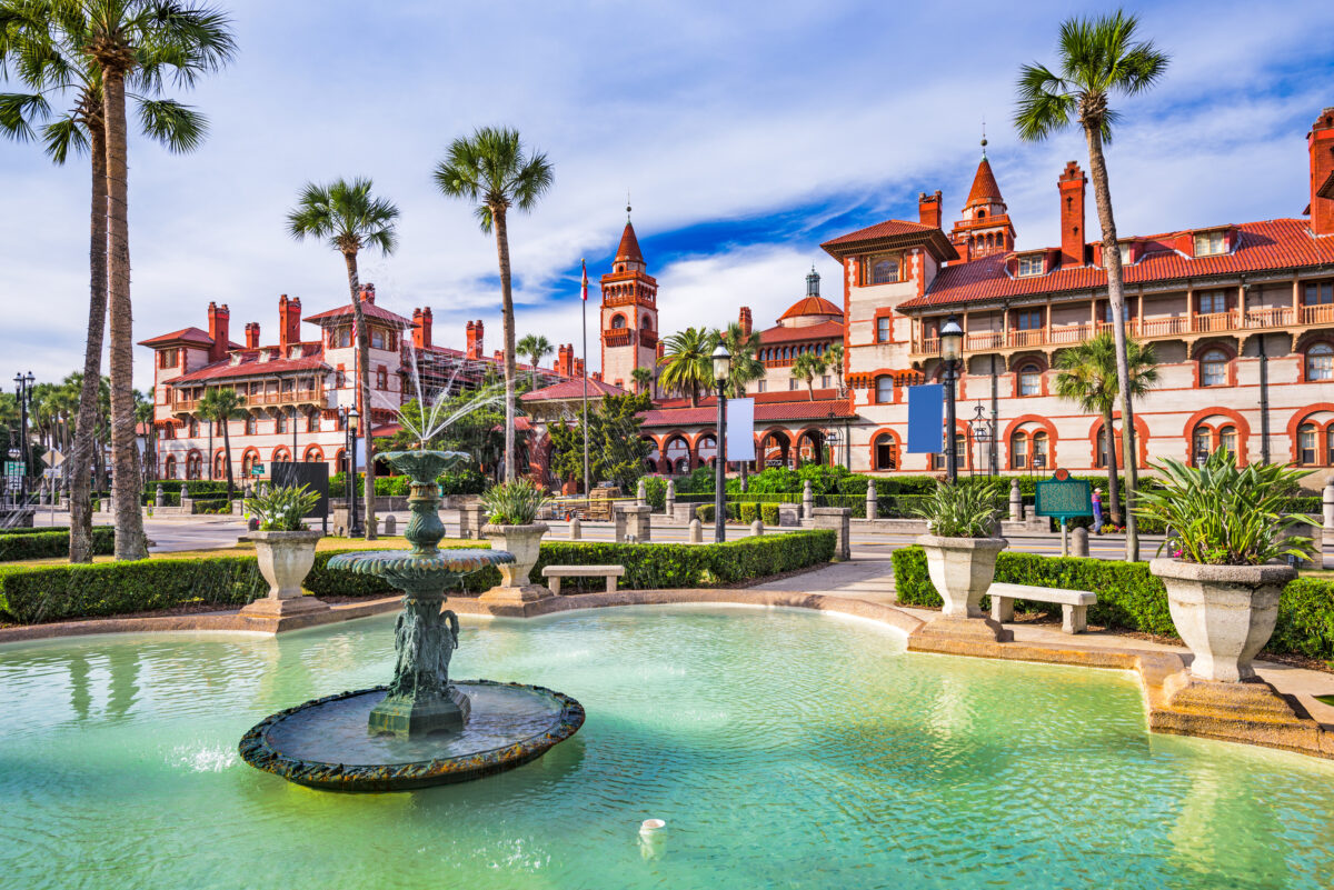 Augustine, Florida, USA town square and cityscape