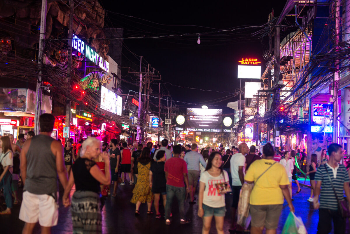 Patong night street in phuket, Thailand.
