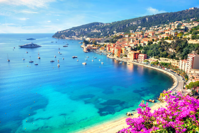 Luxury resort of Villefranche-sur-Mer on the French Riviera, Côte d'Azur, France.