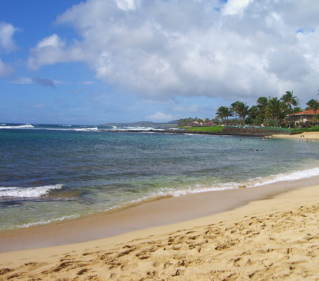 calm ocean waves at Poipu Beach Kauai