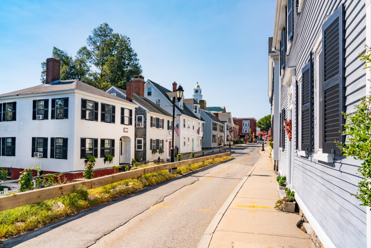 Historic homes in Plymouth, Massachusetts. Historic homes along Leyden Street in Plymouth, Massachusetts