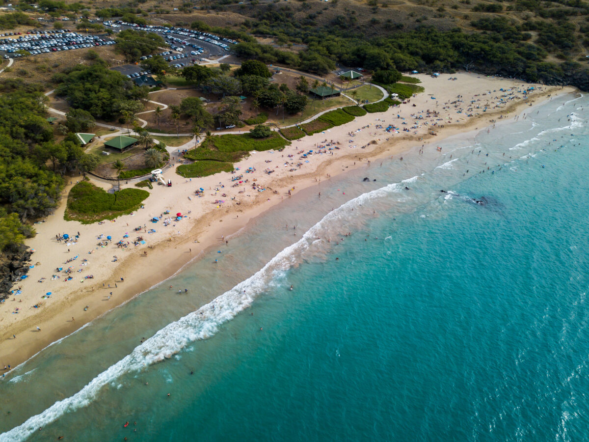 Aerial view of the Hapuna Beach located on the Big Island in Hawaii
