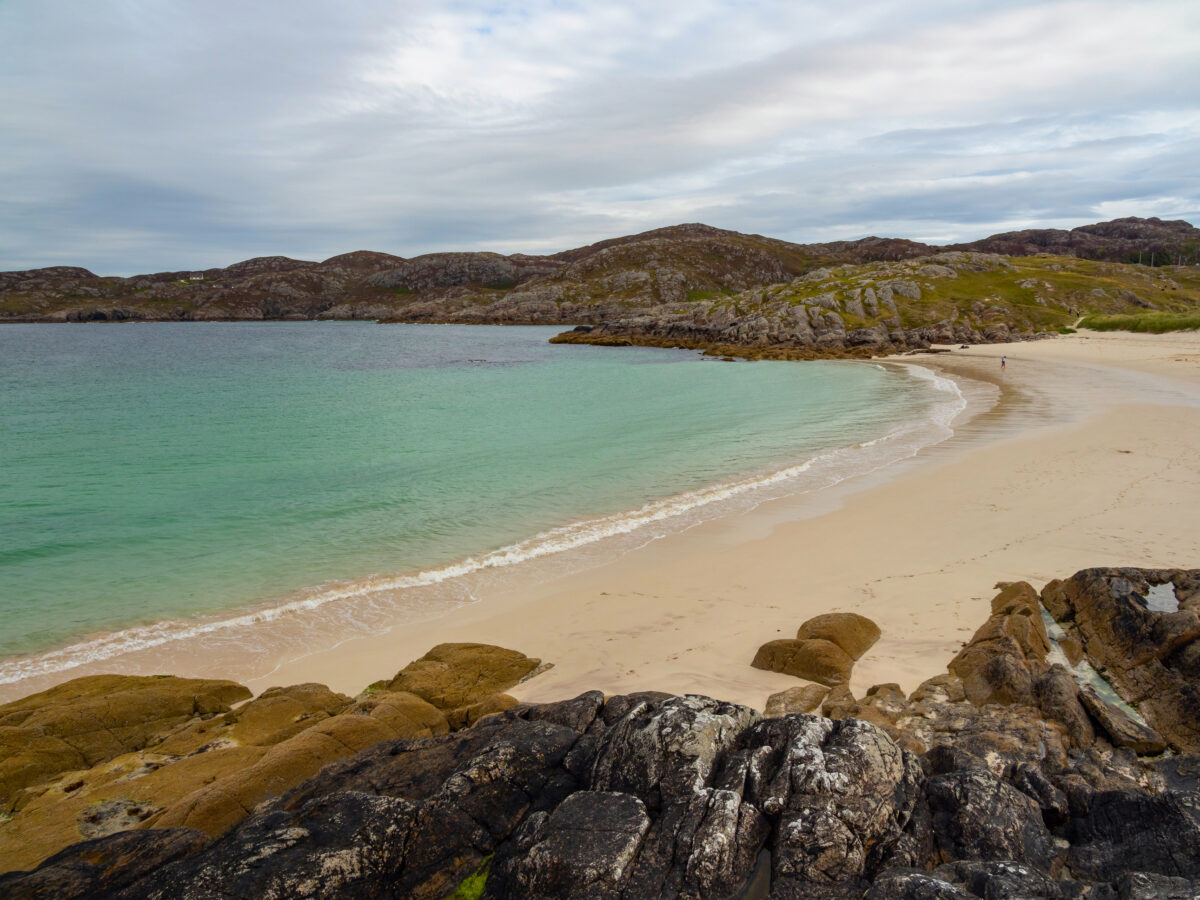 Panoramic views of Achmelvich Bay in the Scottish Highlands