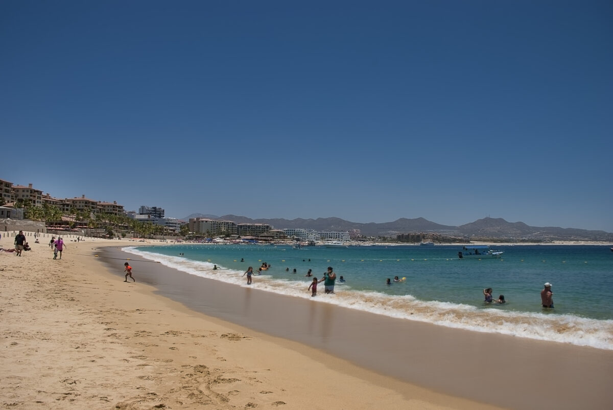The beautiful sands of Medano Beach in Cabos San Lucas, Mexico