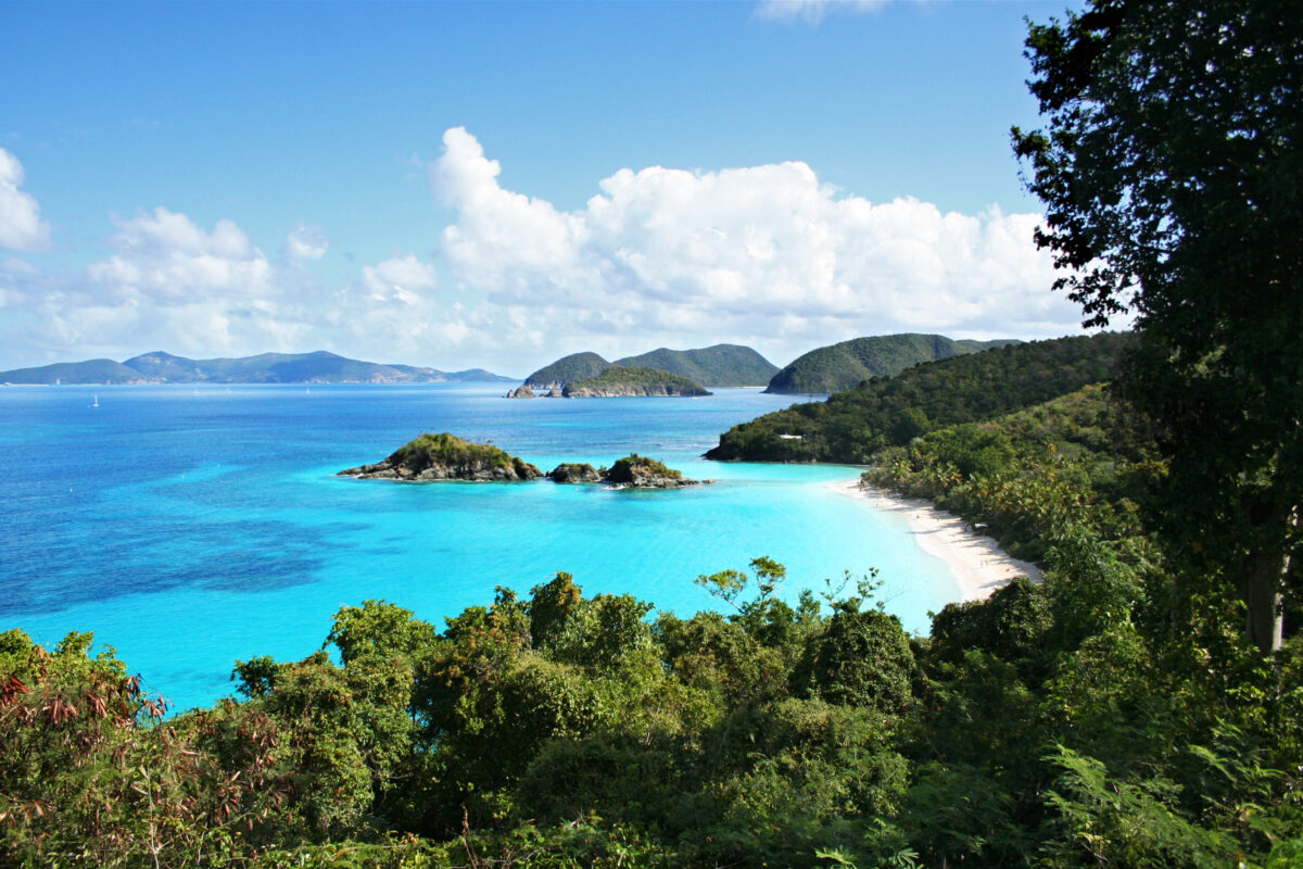Breath-taking aerial view of Trunk Bay, St. John, U. S. Virgin Islands