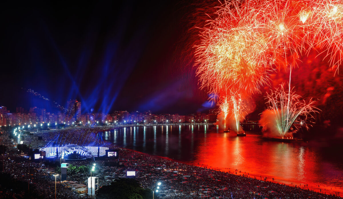 New Years Eve celebration in Copacabana beach, Rio de Janeiro, Brazil.