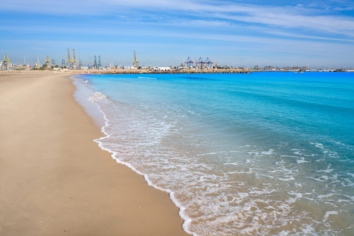 Pinedo beach in Valencia Spain at Mediterranean sea