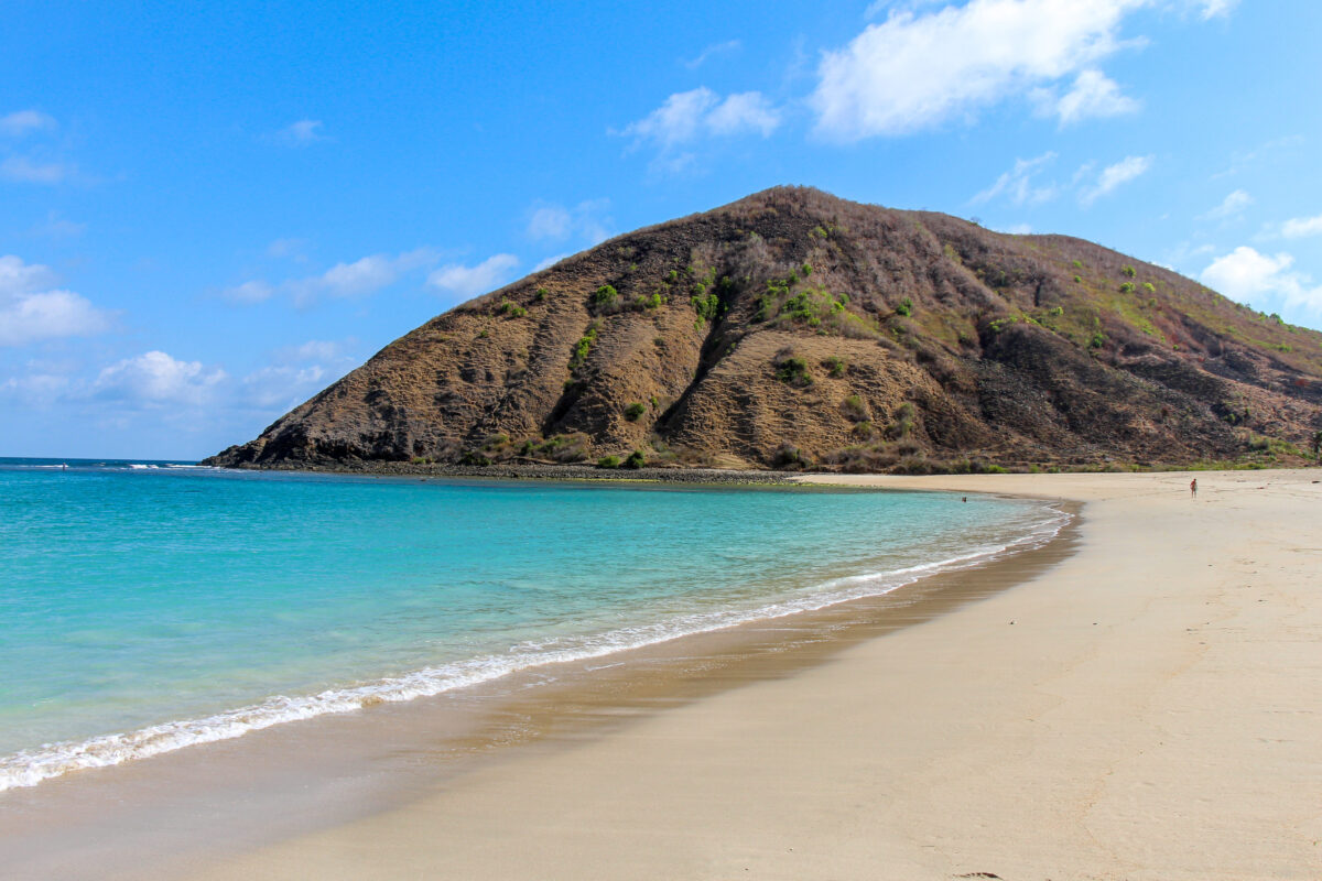 Mawun Beach and Bukit Mawun Bertingkat mountain, near Kuta, Lombok, Indonesia